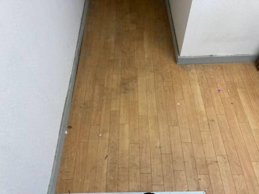 大量の通販段ボール、古新聞、生活ゴミの入った指定袋、不用な傘、生活雑貨などの回収後の状態